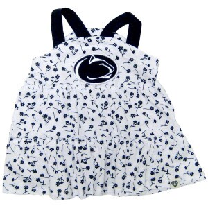 white infant dress with floral print and embroidered Penn State Athletic Logo